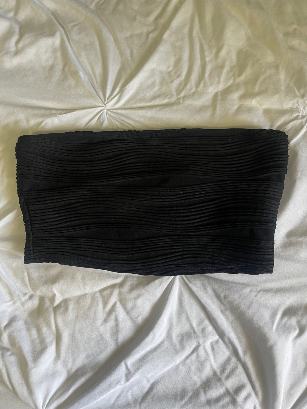 SHEIN Black Ribbed Strapless Tube Top - Textured Knit